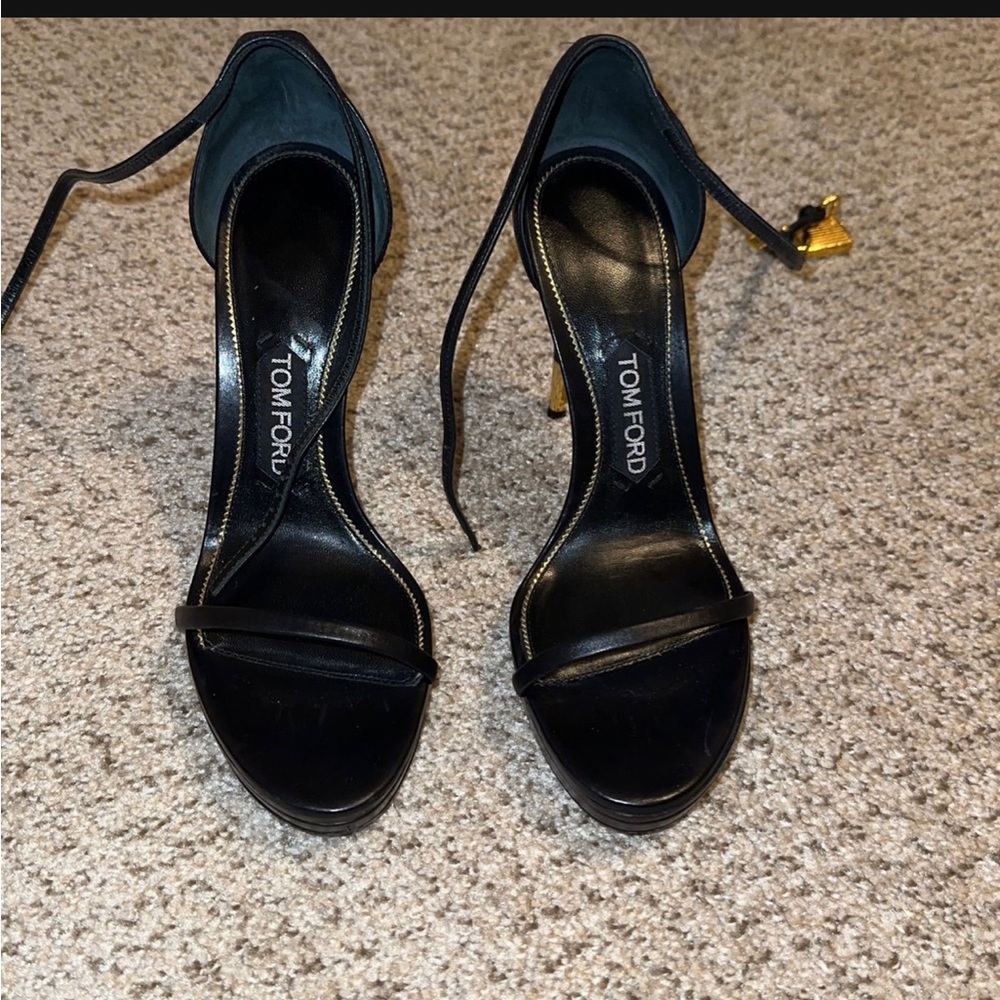 Tom Ford Black and Gold High Heel Sandals - Picture 3 of 5